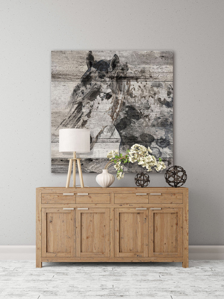 Marmont Hill, "Dark Grey Horse" by Irena Orlov Painting on Wrapped Canvas, 48x48