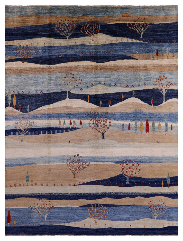 9' 1" X 12' 0" Hand Knotted Tribal Persian Gabbeh Rug Q7930
