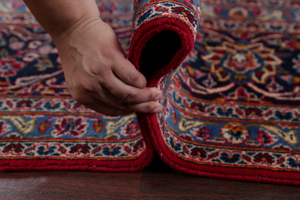 Consigned, Vintage Handmade Oriental Traditional Persian Area Rug, Red, 10x14