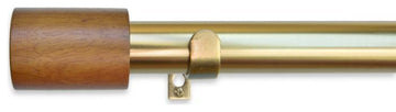 Linen Avenue Wood Cylinder Single Curtain Rod Set,66 to 120-Inch,Brass