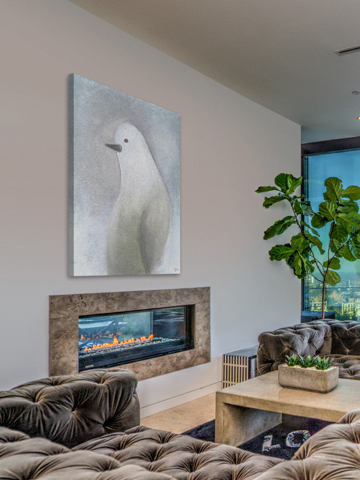"Snow Bird" Painting Print on Wrapped Canvas, 24"x36"