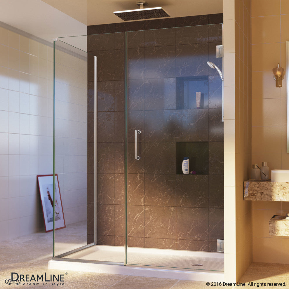 Unidoor Plus 46"x34-3/8"x72" Shower Enclosure, Brushed Nickel Finish
