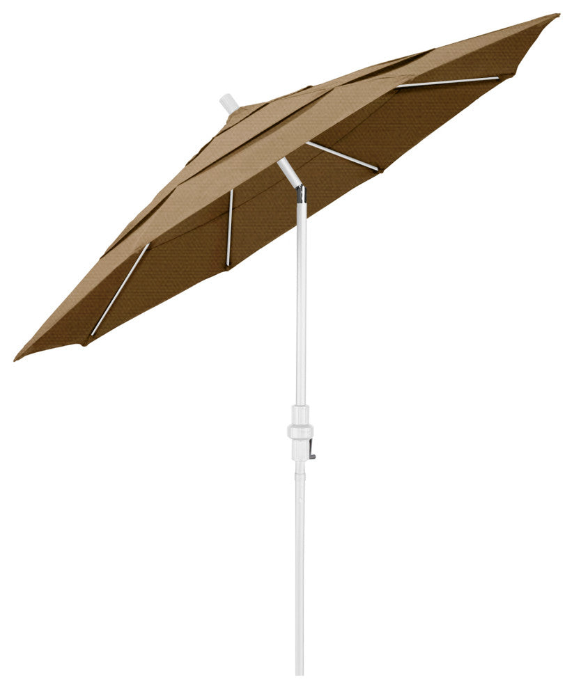 11' Matted White Collar Tilt Lift Fiberglass Rib Aluminum Umbrella, Sunbrella, Cocoa
