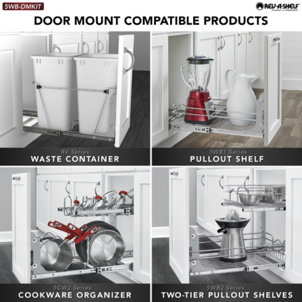 Adjustable Door Mount Bracket for Rev-A-Shelf Waste Containers and Organizers