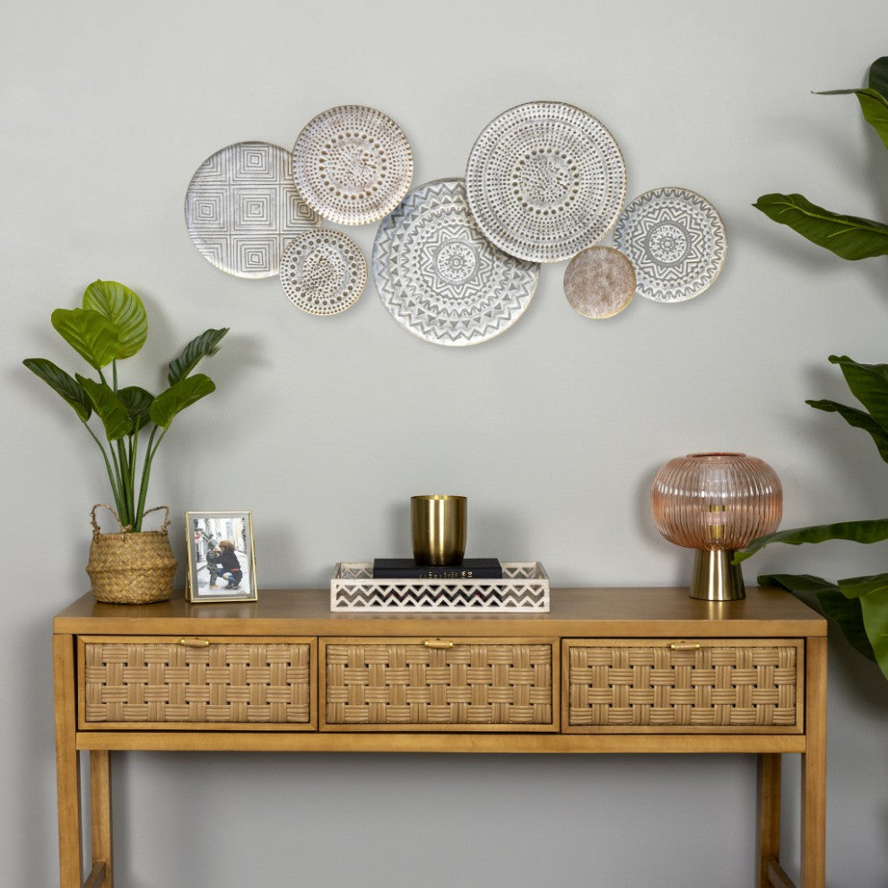 Layered Patterned Metal Plate Wall Decor