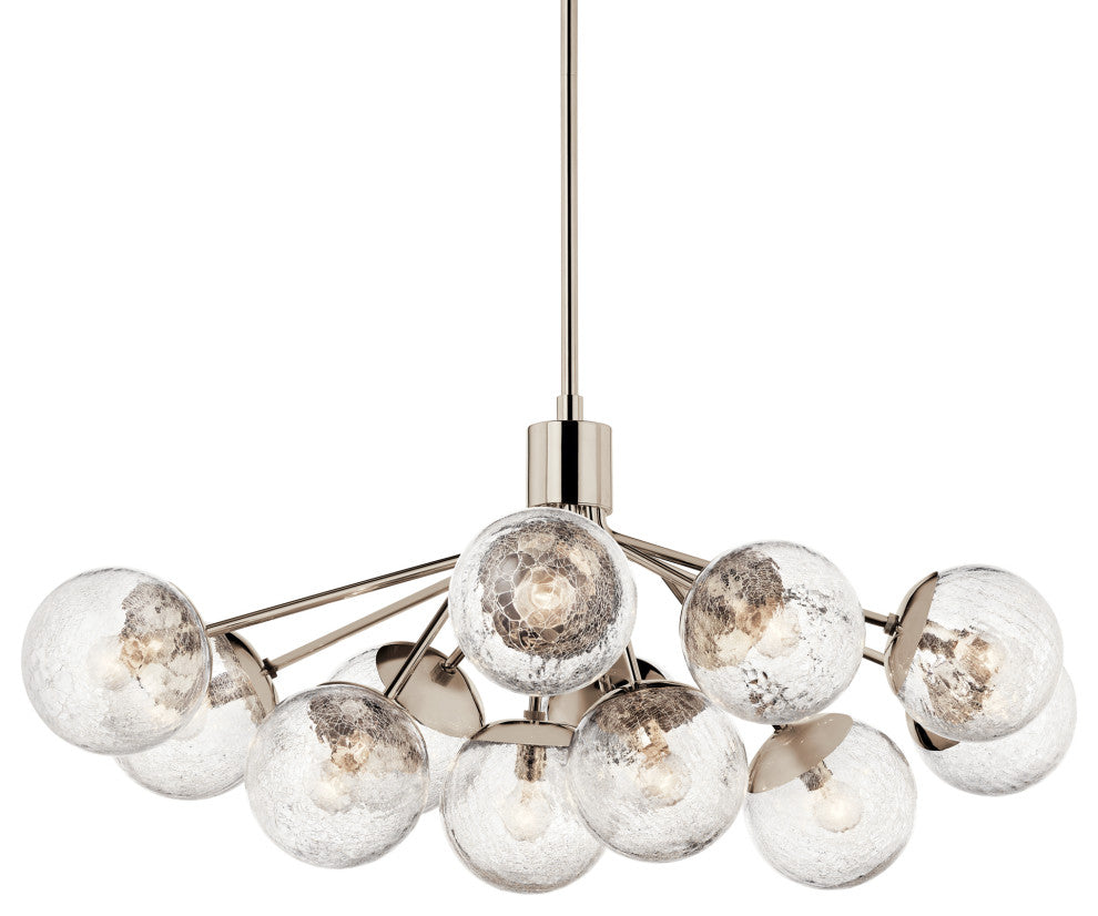 Silvarious Linear Convertible Chandelier, Polished Nickel, 12 Light