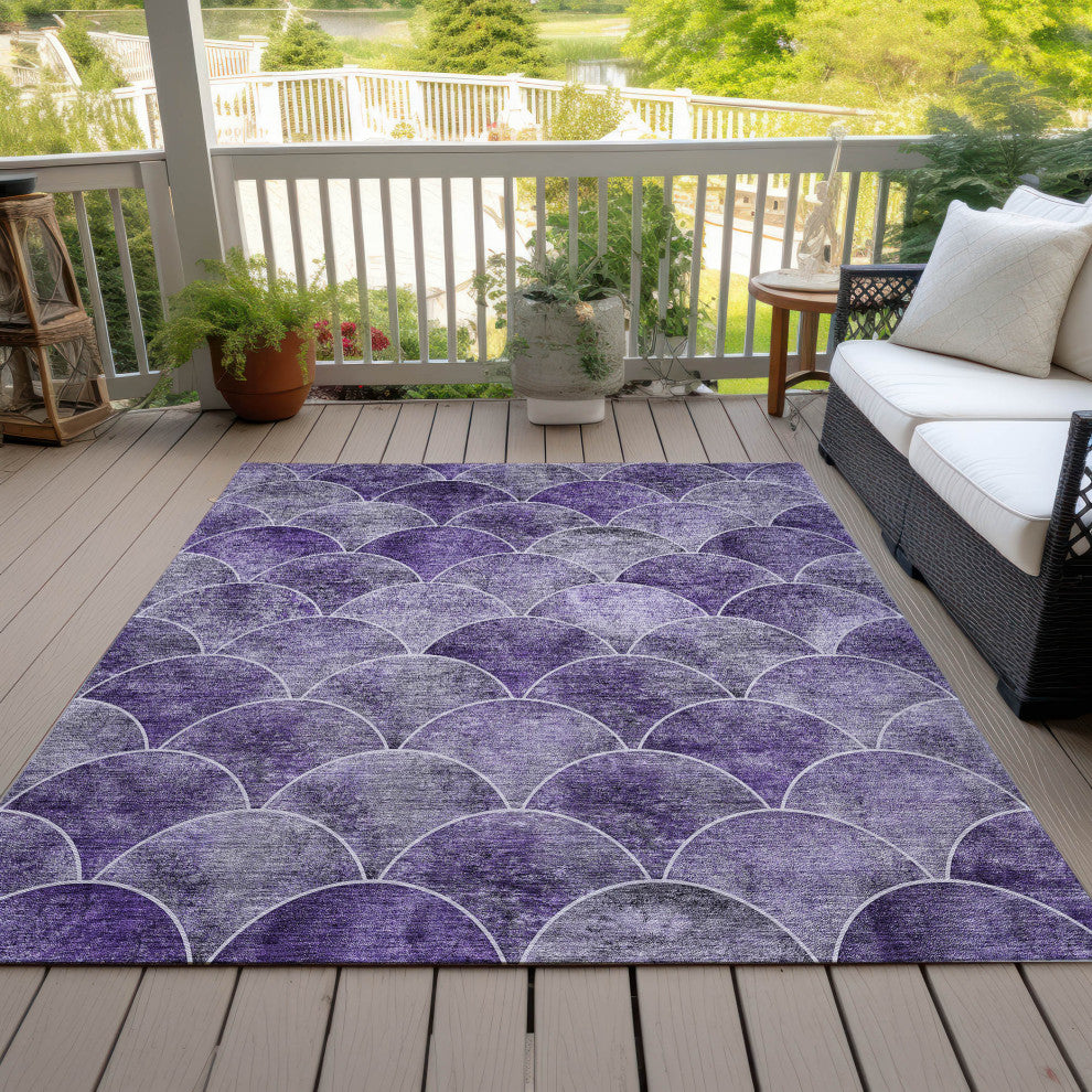 Machine Washable Indoor/Outdoor Chantille ACN594 Purple 2''6" x 3''10" Rug