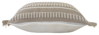 Ox Bay Handwoven Tan/White Geometric Polyester Pillow Cover, 24"x24"
