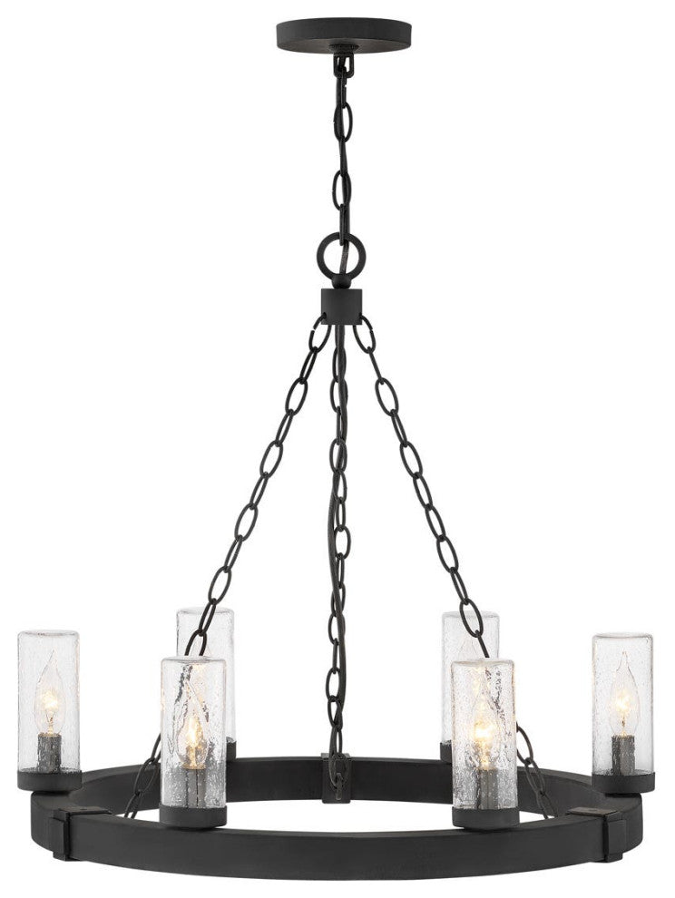 Hinkley Sawyer Outdoor Chandelier, Black, 6 Light