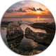 Rough Coast With Ancient Ruins, Beach Disc Metal Artwork, 23"