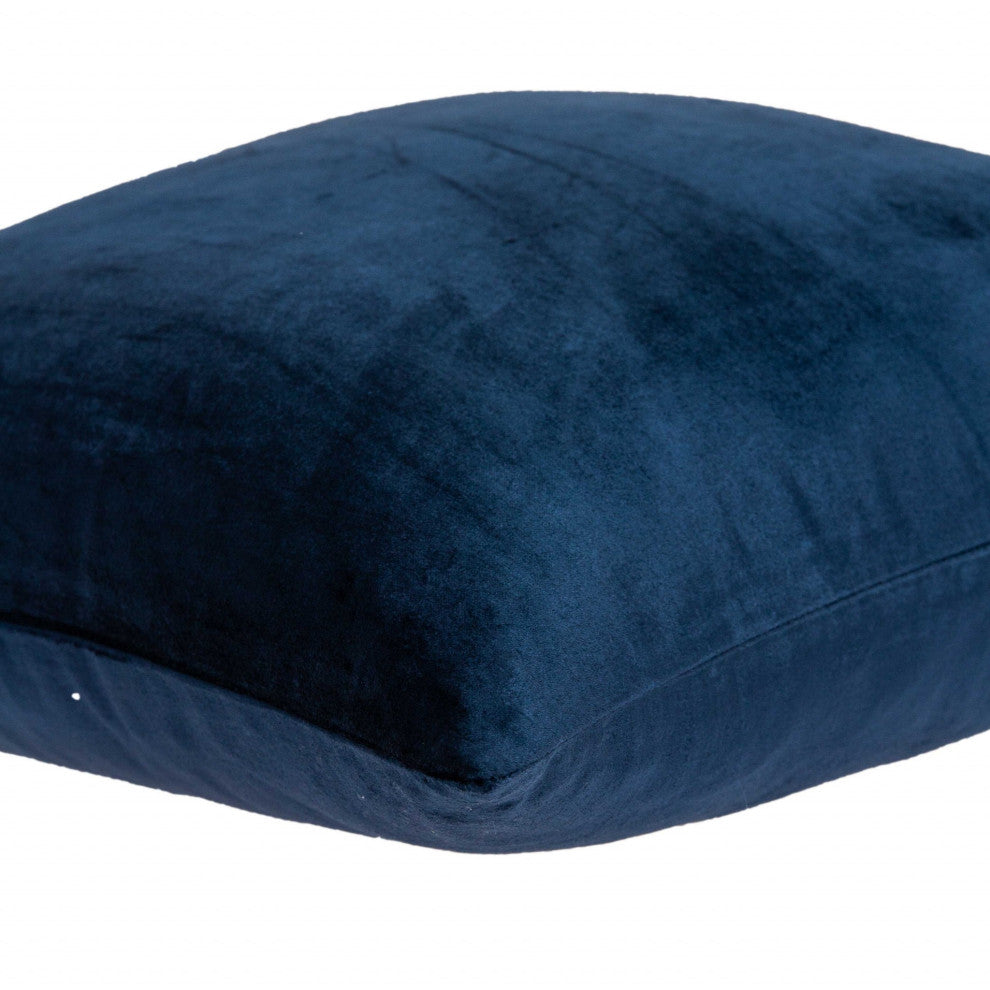 HomeRoots 22" x 0.5" x 22" Transitional Navy Blue Solid Pillow Cover