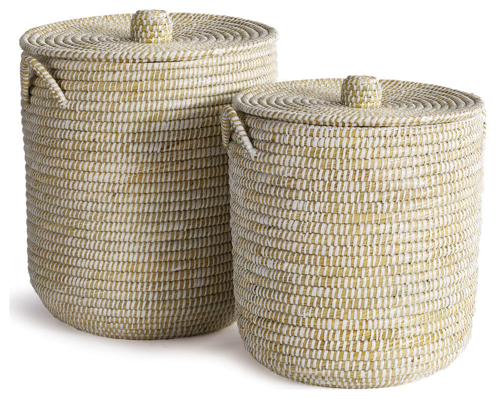 Rivergrass Hamper Baskets With Lids, Set of 2
