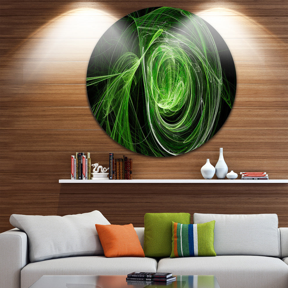 Green Ball Of Yarn, Abstract Digital Art Disc Metal Wall Art, 11"