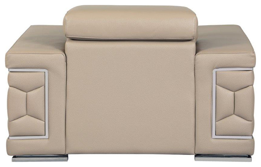 Rome Contemporary Genuine Italian Leather Armchair Beige
