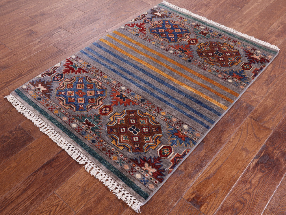 2' 10" X 4' 1" Super Kazak Khorjin Hand Knotted Rug Q11253