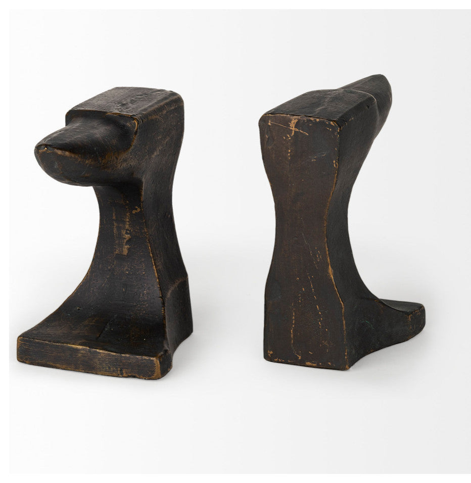 Anvilia, 2-Piece Set, 12Lx4W Black With Gold Accents Anvil Shaped Bookends
