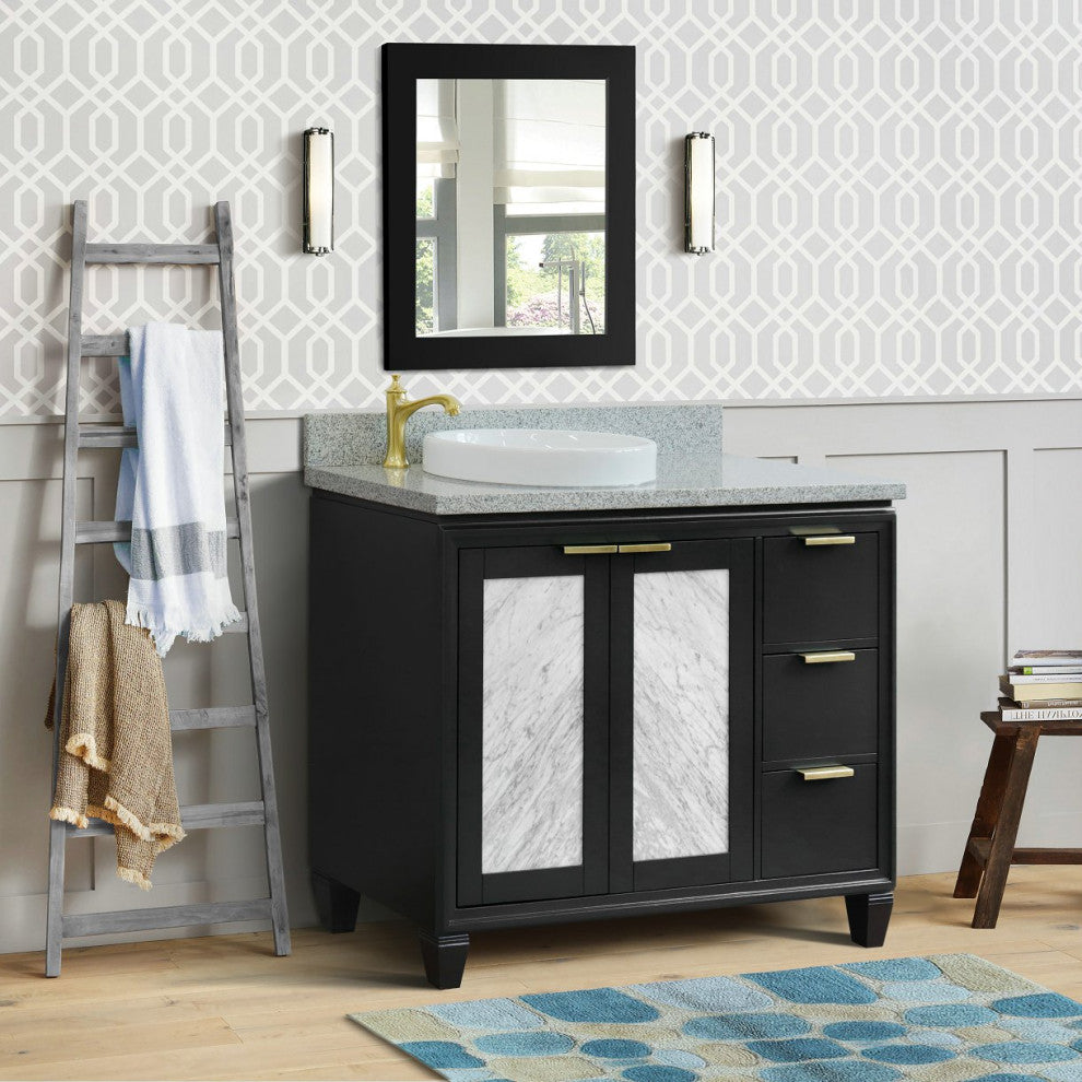 43" Single Vanity, Dark Gray Finish With Gray Granite