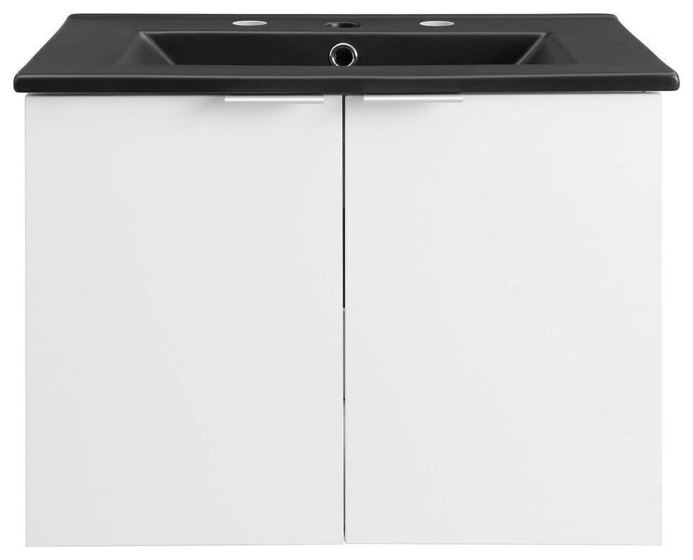 Maybelle 24" Wall-Mount Bathroom Vanity White Black