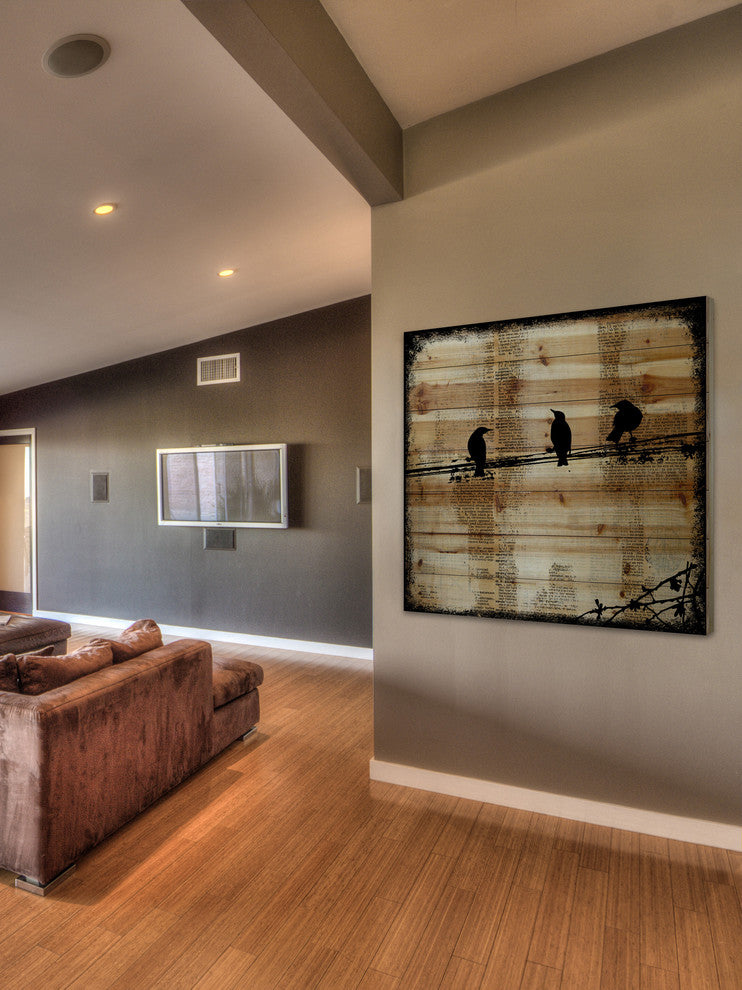 Marmont Hill, "Winged Gossip" by Vicki Butler Print, Natural Pine Wood