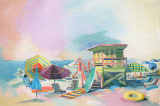 "Beach at Dusk" Painting Print on Wrapped Canvas, 24"x16"