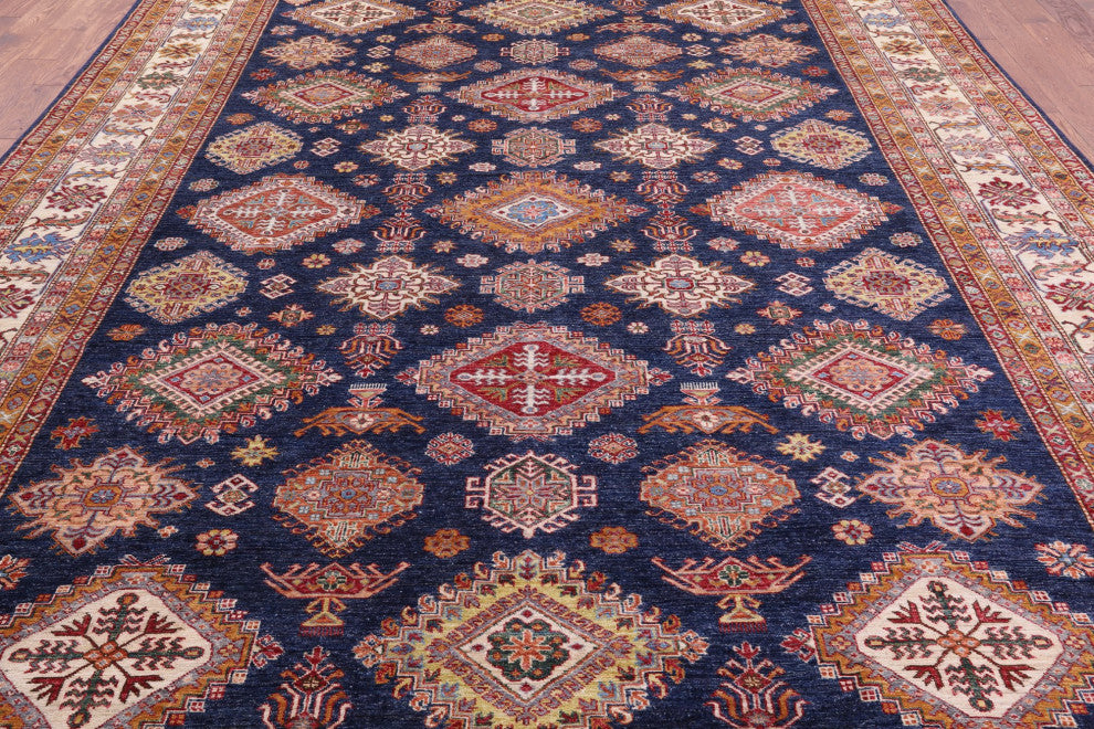 Super Kazak Geometric Hand-Knotted Wool Rug 10' 0" X 13' 7" Q11225