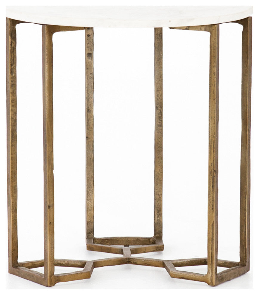 Naomi Marble End Table-Raw Brass