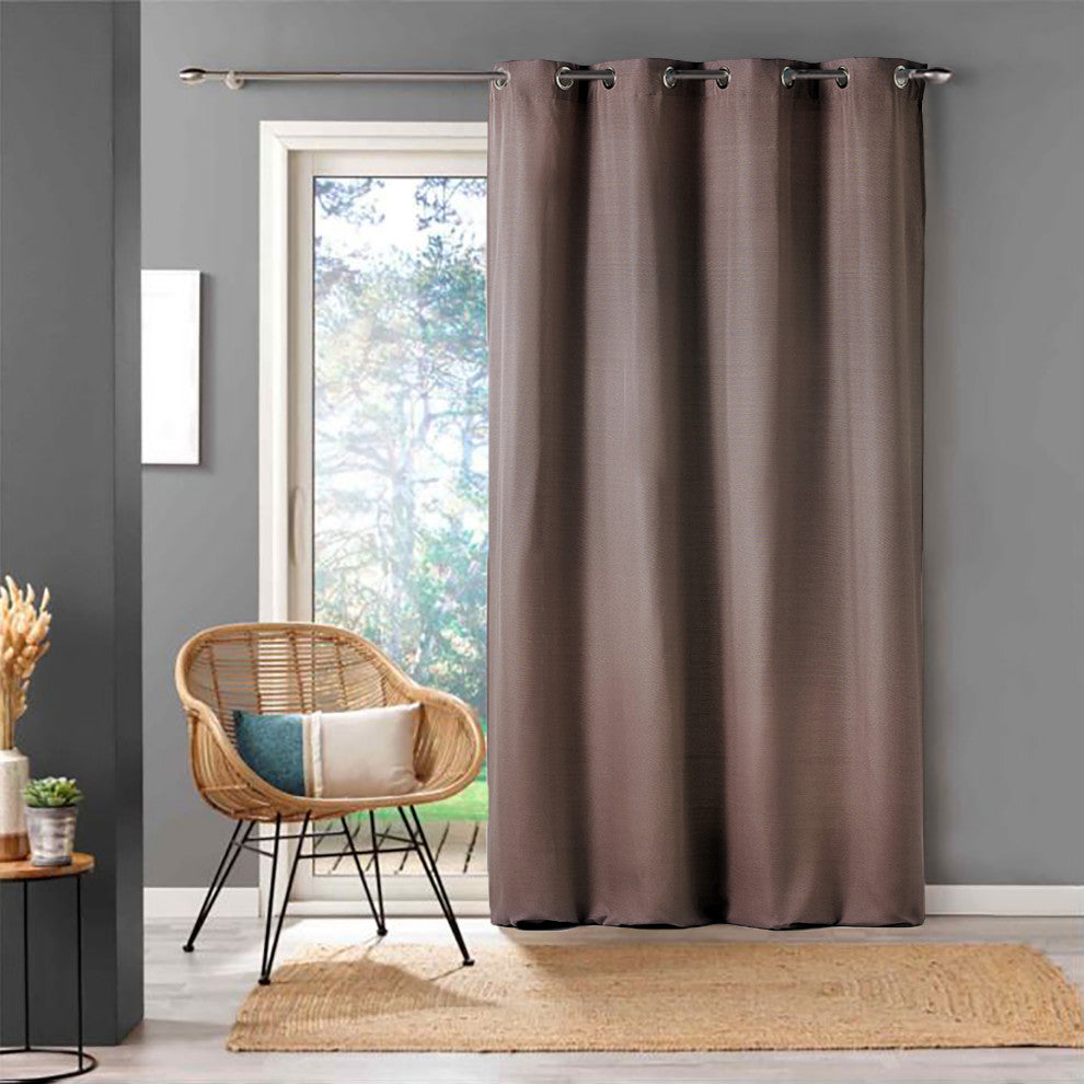 Window Curtain Panel - 100% Cotton, Light-Filtering Privacy Drapes, 95x55 Inches, Brown, 1 Panel