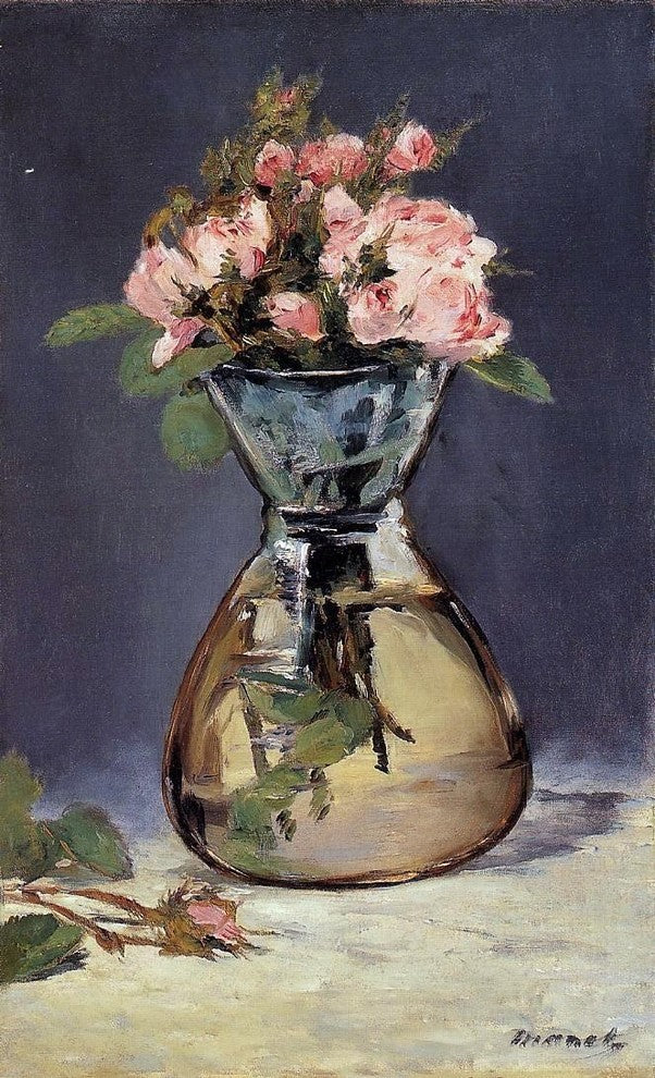 Edouard Manet Mosee Roses in a Vase, 18"x27" Wall Decal Print