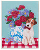 Flower Vase With Dog Red Blue Animal Pet Painting, 13"x19"
