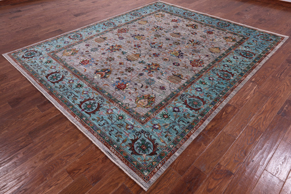 8' 1" X 9' 10" Hand-Knotted Persian Tabriz Wool Rug Q9796