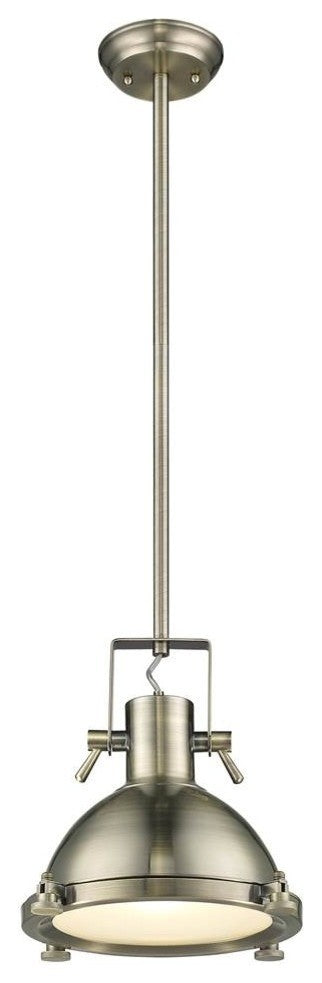 WALTER Industrial-style 1 Light Antique Brass Ceiling Mini Pendant 13"