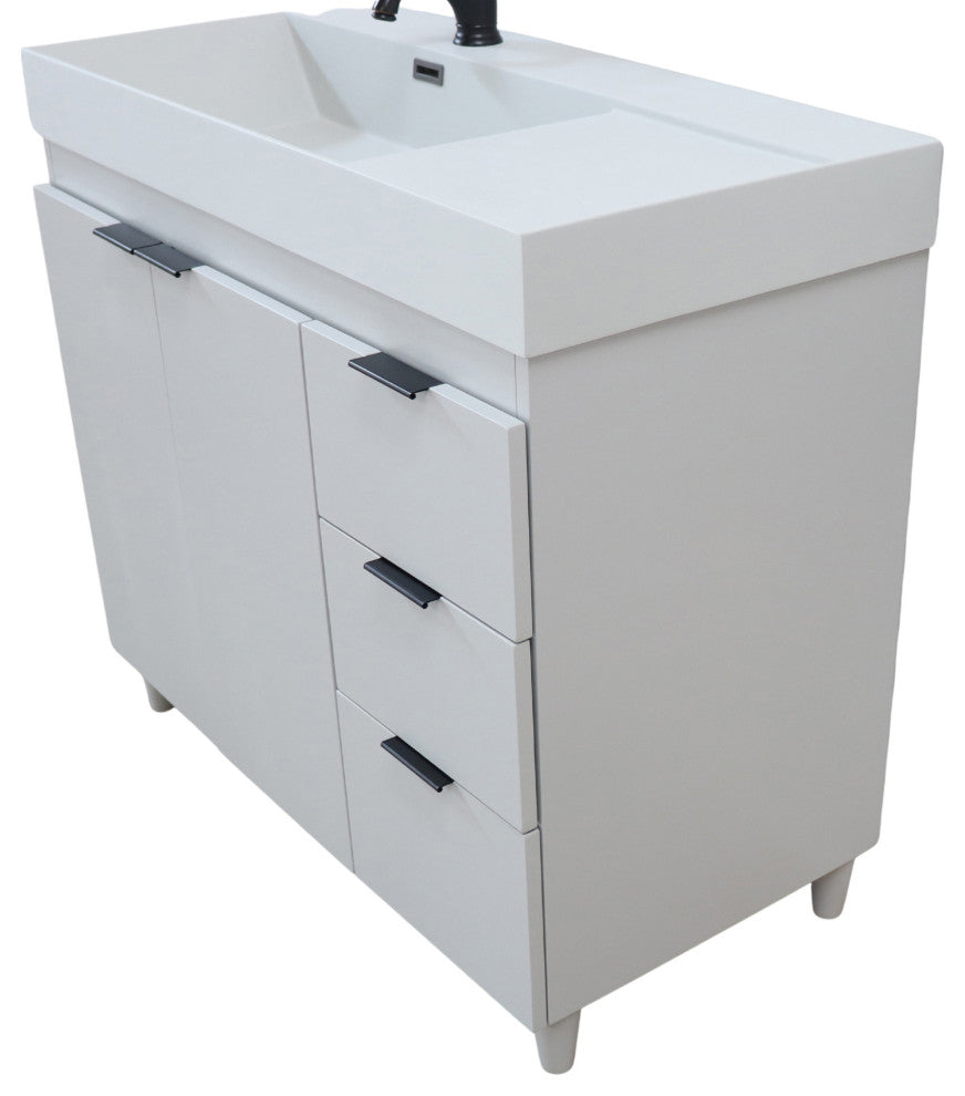 39" Single Sink Vanity, French Gray With Light Gray Composite Granite Top