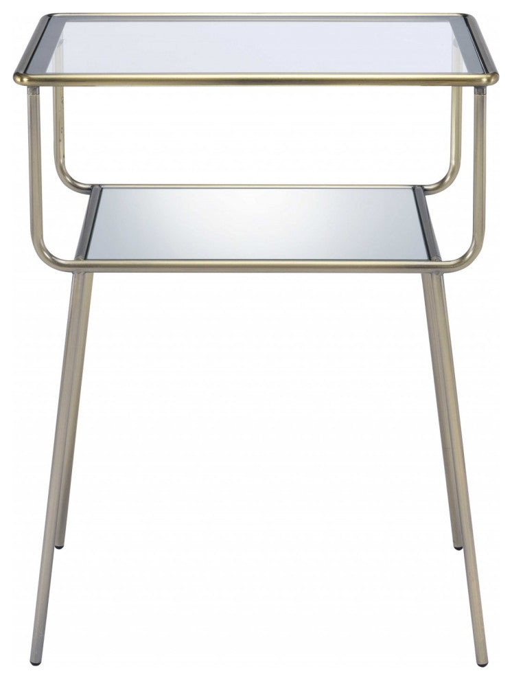 HomeRoots 19" X 13" X 25" Antique Brass Metal End Table