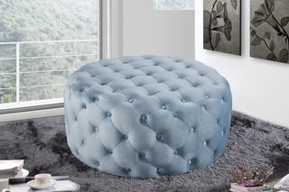 Addison Velvet Upholstered Ottoman/Bench, Sky Blue