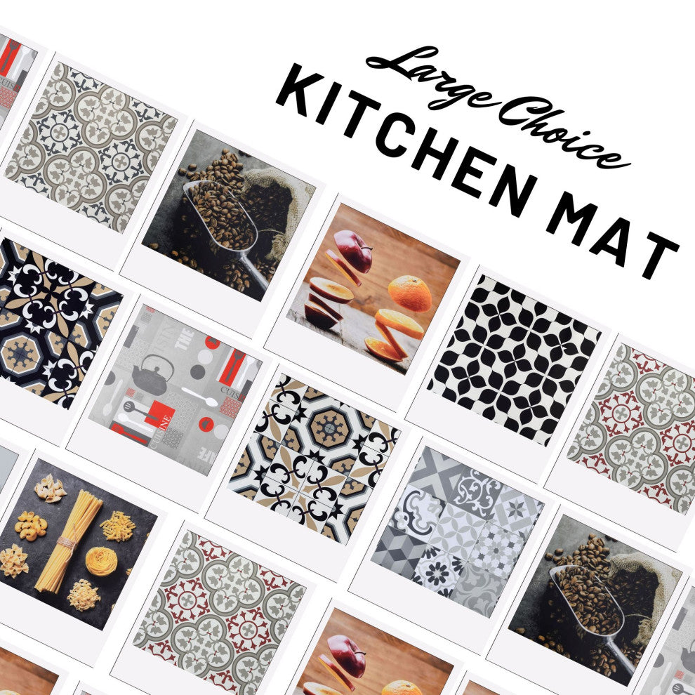 Paco Printed Kitchen Mat Red and Gray Tile Design 32" x 20"