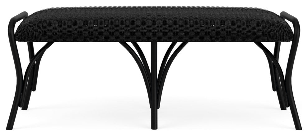 Lloyd Flanders All Seasons Settee Ottoman, Padded Seat, Ebony