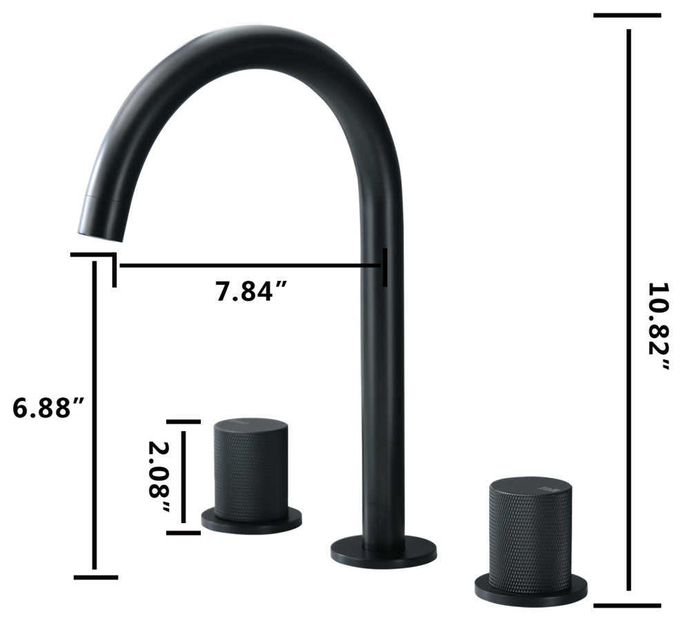 Two Handles Widespread 8" Bathroom Faucet, Matte Black