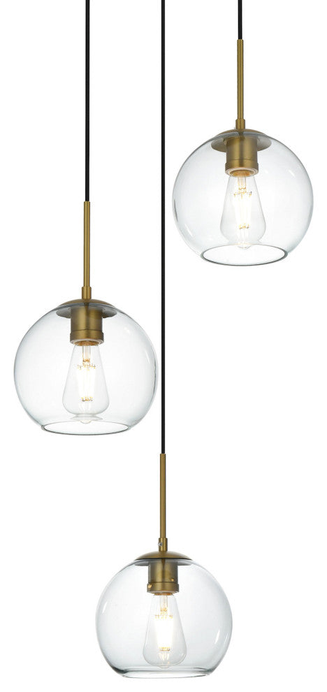 Elegant Lighting LD2208 Baxter 3 Light 18"W Multi Light Pendant - Satin Gold