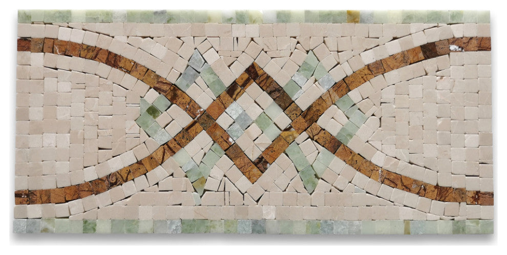 Lovelink Mint 6.3x13.4 Marble Mosaic Border Listello Tile Polished, 1 piece