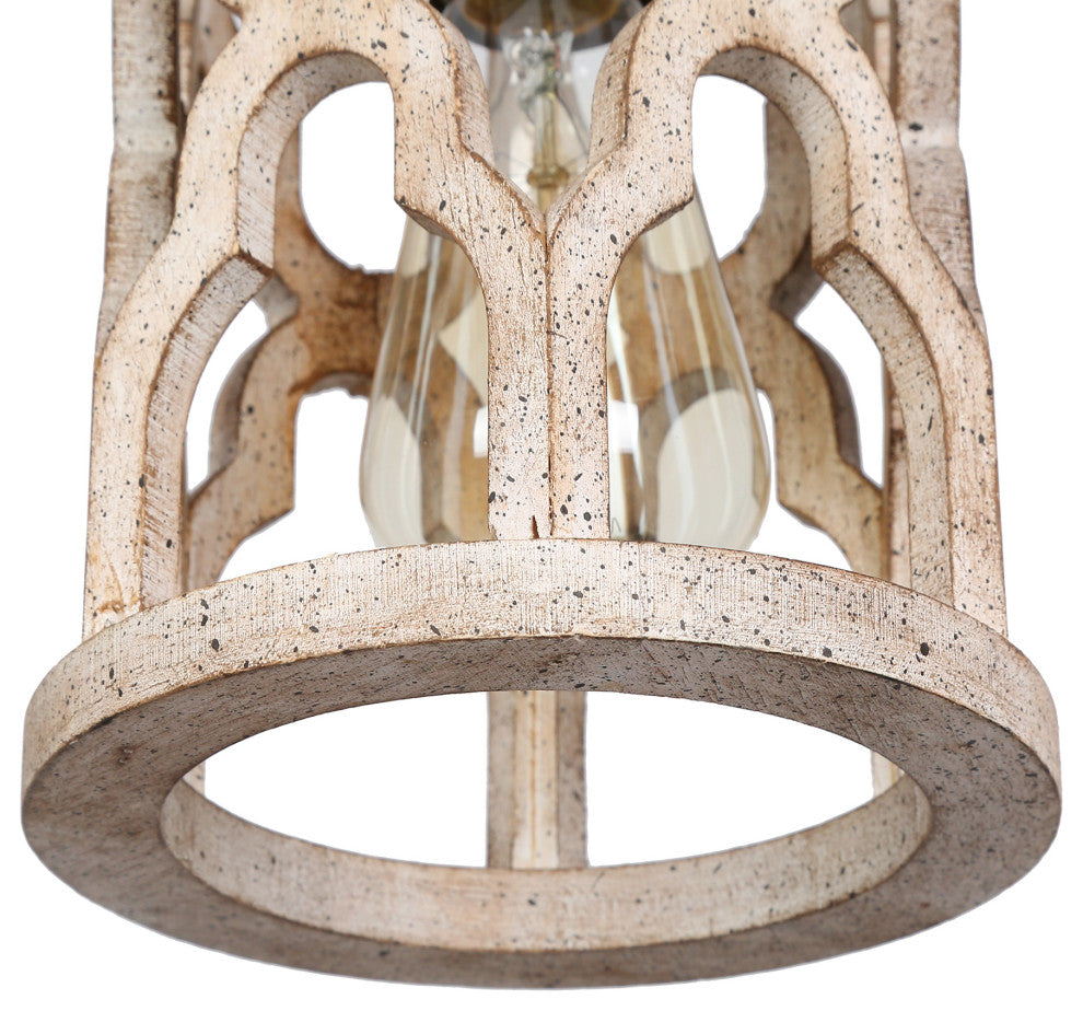 LNC Farmhouse Bronze Distressed Wood Cylinder Chandelier, 6.1" Width