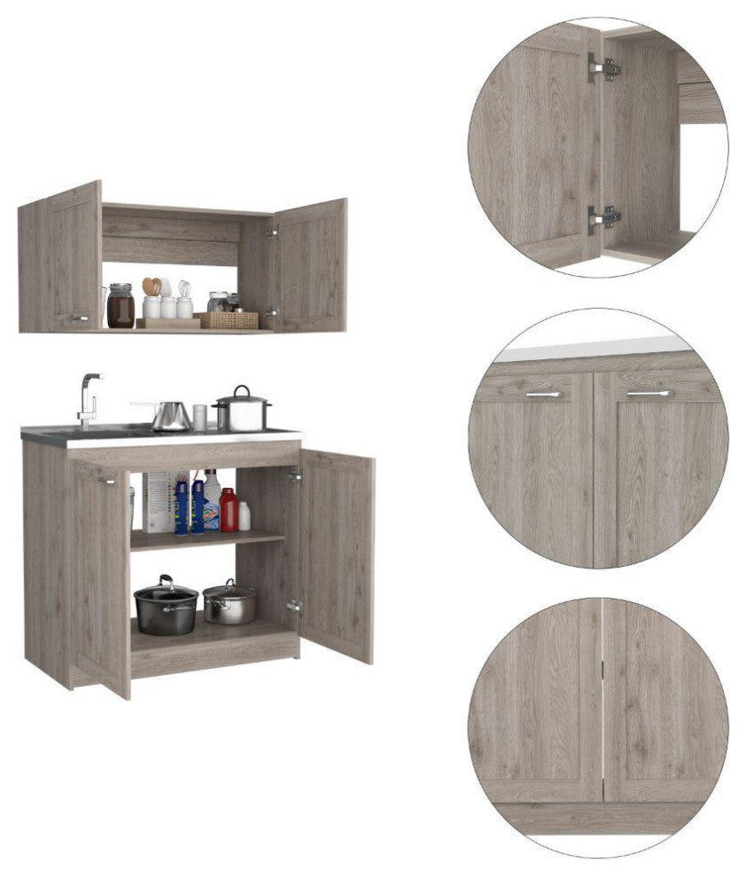Agate Cabinet Set, Light Gray