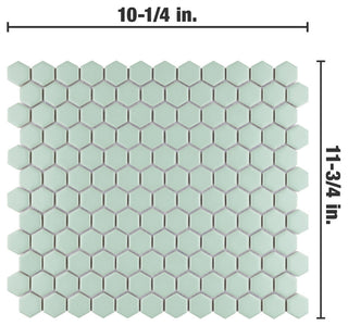 Metro Hex Matte Porcelain Mosaic Floor and Wall Tile, Green