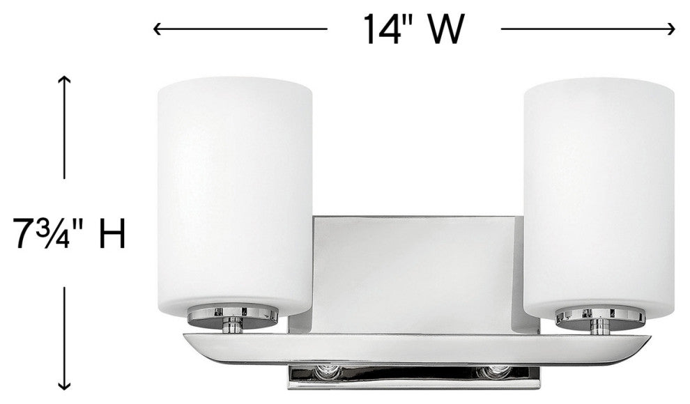 Hinkley Kyra Small Two Light Vanity, Polished Nickel