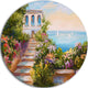House Near The Sea, Landscape Round Metal Wall Art, 11"