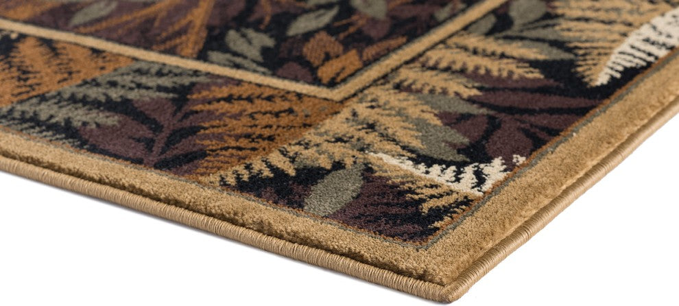 Fern Deer Novelty Lodge Pattern Beige Scatter Mat Rug, 2''x3''