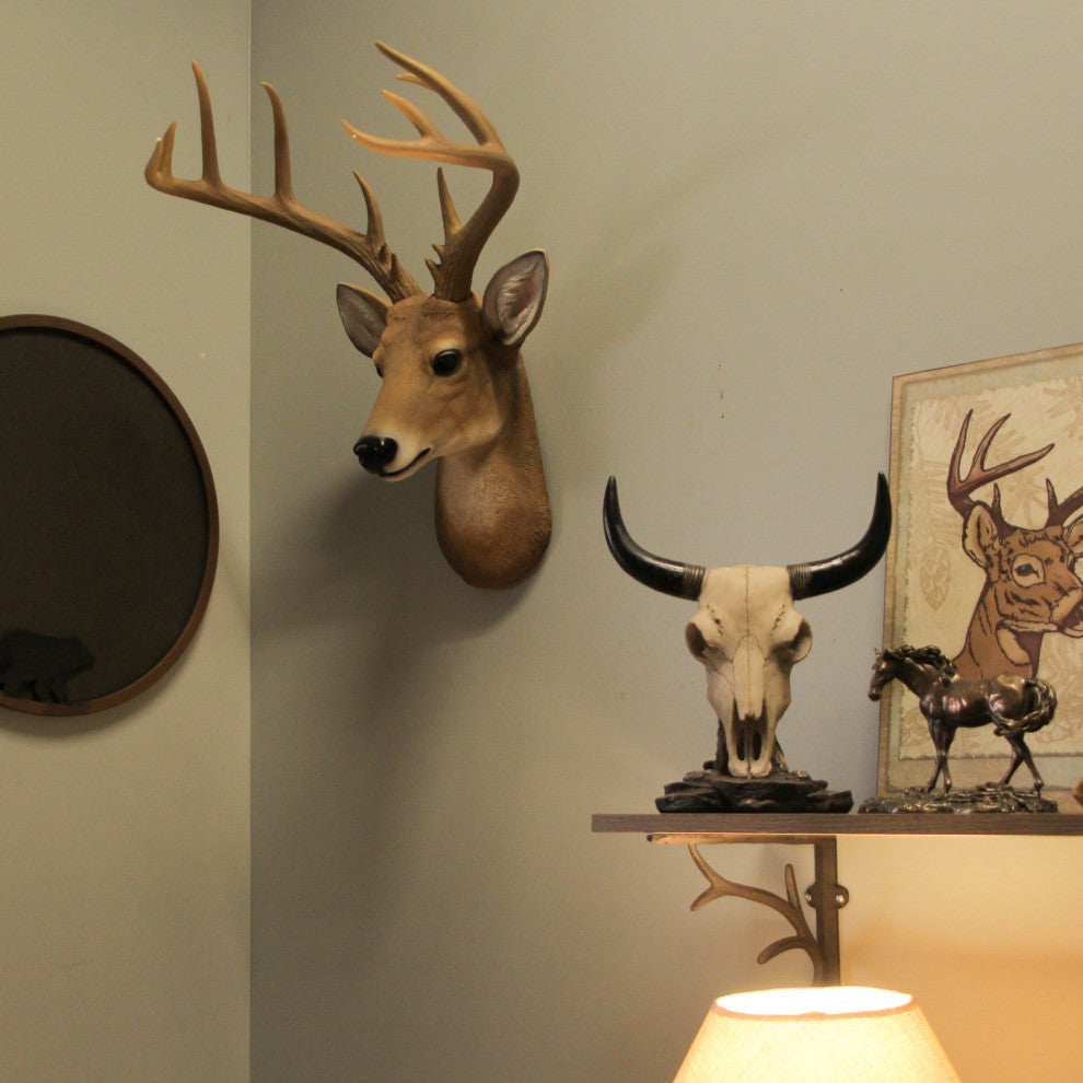 12 Point Buck Deer Head Bust Wall Hanging