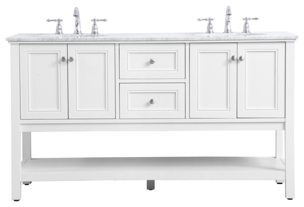 Home Living 60" Double Sink Bathroom Vanity Set, White