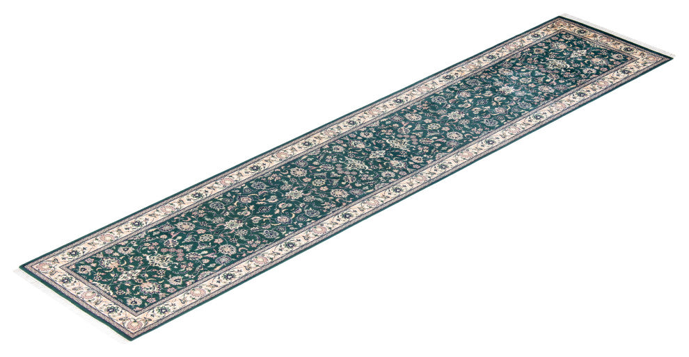 Mogul, One-of-a-Kind Handmade Area Rug Green, 2' 6 x 12' 7