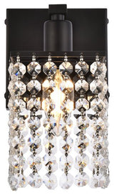Phillip 1-Light Bath Sconce, Black With Clear Crystals