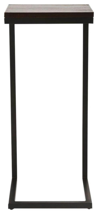 Accent Table Contemporary Distressed Coffee Brown Iron Mango